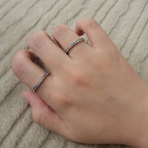 Sterling Silver Multicolor Swarovski Crystal Eternity Ring (1 Pcs)